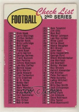 1969 Topps - [Base] #132.2 - Check List - 2nd Series (yellow football)