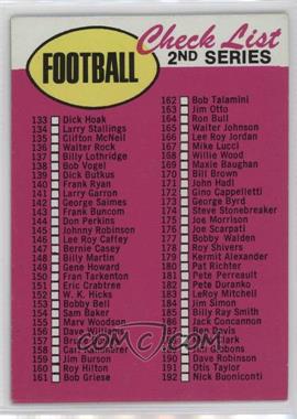 1969 Topps - [Base] #132.2 - Check List - 2nd Series (yellow football)