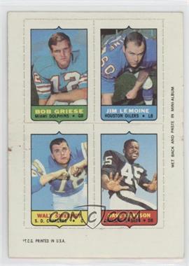 1969 Topps - Mini-Cards (4-in-1) #_GLSG - Bob Griese, Jim LeMoine, Walt Sweeney, Dave Grayson