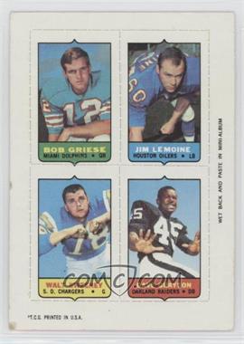 1969 Topps - Mini-Cards (4-in-1) #_GLSG - Bob Griese, Jim LeMoine, Walt Sweeney, Dave Grayson