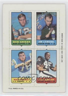 1969 Topps - Mini-Cards (4-in-1) #_GLSG - Bob Griese, Jim LeMoine, Walt Sweeney, Dave Grayson [Good to VG‑EX]