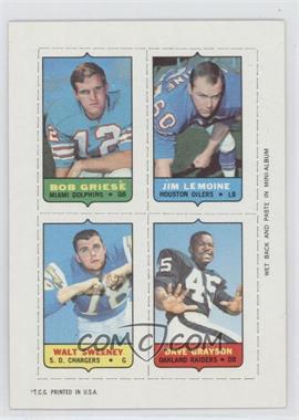 1969 Topps - Mini-Cards (4-in-1) #_GLSG - Bob Griese, Jim LeMoine, Walt Sweeney, Dave Grayson [Poor to Fair]