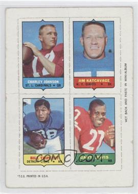 1969 Topps - Mini-Cards (4-in-1) #_JKTL - Charley Johnson, Jim Katcavage, Bill Triplett, Gary Lewis [Good to VG‑EX]