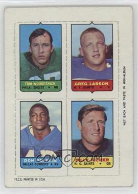 1969 Topps - Mini-Cards (4-in-1) #_WLPK - Tom Woodeshick, Greg Larson, Don Perkins, Billy Kilmer