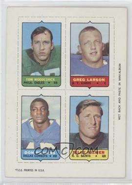 1969 Topps - Mini-Cards (4-in-1) #_WLPK - Tom Woodeshick, Greg Larson, Don Perkins, Billy Kilmer