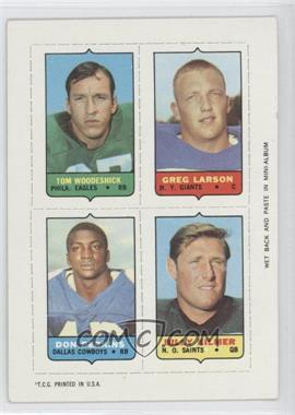 1969 Topps - Mini-Cards (4-in-1) #_WLPK - Tom Woodeshick, Greg Larson, Don Perkins, Billy Kilmer [Good to VG‑EX]