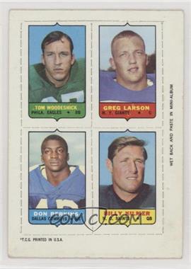 1969 Topps - Mini-Cards (4-in-1) #_WLPK - Tom Woodeshick, Greg Larson, Don Perkins, Billy Kilmer