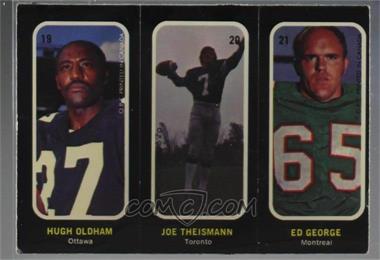 1972 O-Pee-Chee CFL - Trio Stickers #19-20-21 - Hugh Oldham, Joe Theismann, Ed George [Good to VG‑EX]