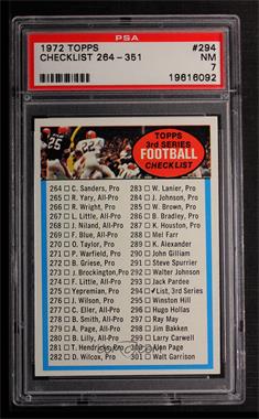 1972 Topps - [Base] #294 - High # - Checklist [PSA 7 NM]