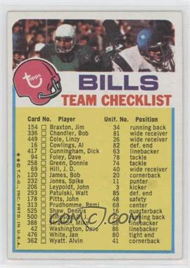 1973 Topps Team Checklists - [Base] #_BUBI.2 - Buffalo Bills (Two Stars on Front)