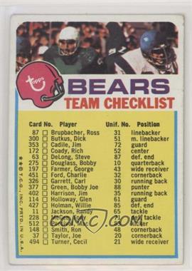 1973 Topps Team Checklists - [Base] #_CHBE.2 - Chicago Bears (Two Stars on Front) [Good to VG‑EX]