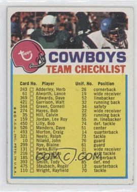 1973 Topps Team Checklists - [Base] #_DACA.2 - Dallas Cowboys (Two Stars on Front)