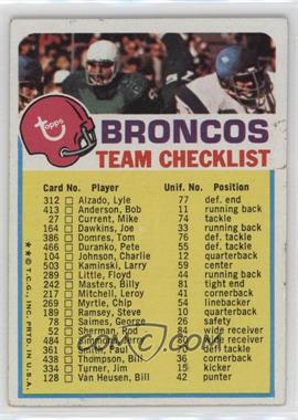 1973 Topps Team Checklists - [Base] #_DEBR.2 - Denver Broncos (Two Stars on Front)