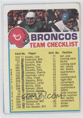 1973 Topps Team Checklists - [Base] #_DEBR.2 - Denver Broncos (Two Stars on Front) [Noted]