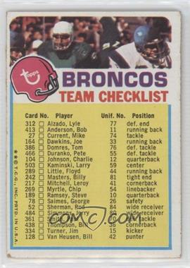1973 Topps Team Checklists - [Base] #_DEBR.2 - Denver Broncos (Two Stars on Front)