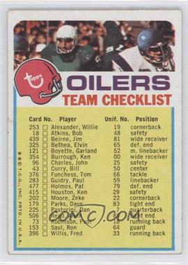 1973 Topps Team Checklists - [Base] #_HOOI.2 - Houston Oilers (Two Stars on Front) [Good to VG‑EX]