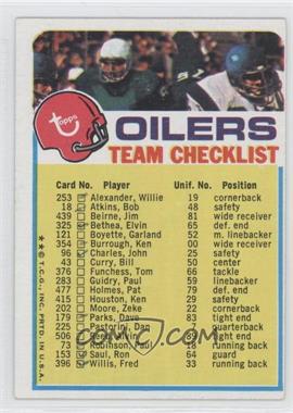 1973 Topps Team Checklists - [Base] #_HOOI.2 - Houston Oilers (Two Stars on Front) [Good to VG‑EX]