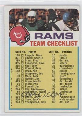 1973 Topps Team Checklists - [Base] #_LOAR.1 - Los Angeles Rams (One Star on Front)