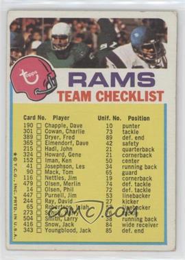 1973 Topps Team Checklists - [Base] #_LOAR.1 - Los Angeles Rams (One Star on Front)