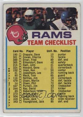 1973 Topps Team Checklists - [Base] #_LOAR.1 - Los Angeles Rams (One Star on Front)