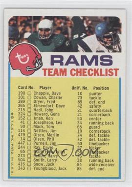 1973 Topps Team Checklists - [Base] #_LOAR.1 - Los Angeles Rams (One Star on Front)