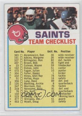 1973 Topps Team Checklists - [Base] #_NEOS.1 - New Orleans Saints (One Star on Front)