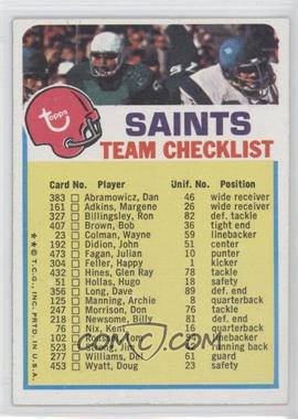 1973 Topps Team Checklists - [Base] #_NEOS.1 - New Orleans Saints (One Star on Front)