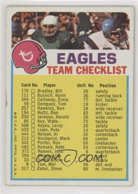 1973 Topps Team Checklists - [Base] #_PHEA.1 - Philadelphia Eagles (One Star on Front)