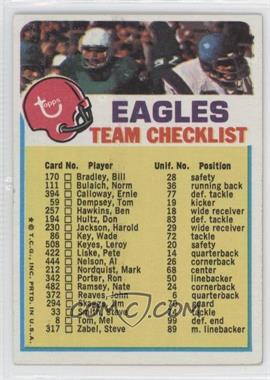 1973 Topps Team Checklists - [Base] #_PHEA.1 - Philadelphia Eagles (One Star on Front)