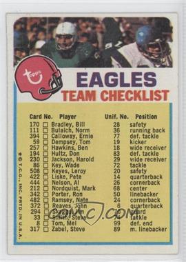 1973 Topps Team Checklists - [Base] #_PHEA.1 - Philadelphia Eagles (One Star on Front)