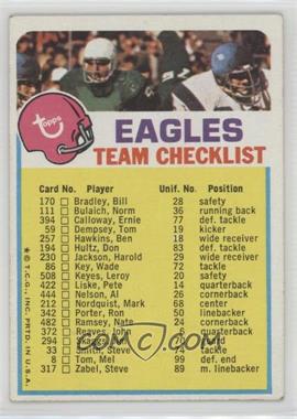 1973 Topps Team Checklists - [Base] #_PHEA.1 - Philadelphia Eagles (One Star on Front)