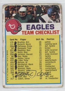 1973 Topps Team Checklists - [Base] #_PHEA.2 - Philadelphia Eagles (Two Stars on Front) [Poor to Fair]