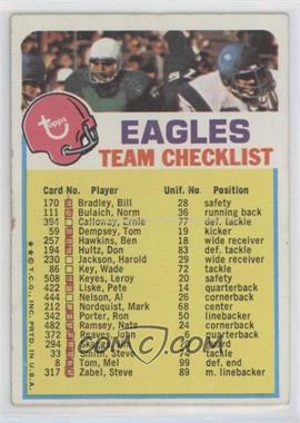 1973 Topps Team Checklists - [Base] #_PHEA.2 - Philadelphia Eagles (Two Stars on Front) [Poor to Fair]