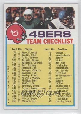 1973 Topps Team Checklists - [Base] #_SAF4.1 - San Francisco 49ers (One Star on Front)