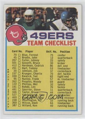 1973 Topps Team Checklists - [Base] #_SAF4.1 - San Francisco 49ers (One Star on Front)