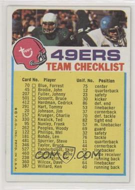 1973 Topps Team Checklists - [Base] #_SAF4.1 - San Francisco 49ers (One Star on Front)