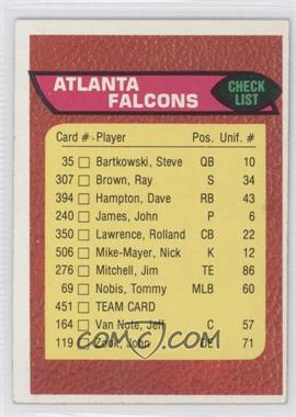 1976 Topps - [Base] #451 - Atlanta Falcons Team Checklist