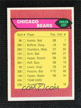 1976 Topps - [Base] #454 - Chicago Bears Team Checklist [Good to VG‑EX]