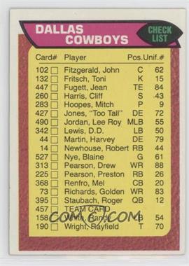 1976 Topps - [Base] #457 - Dallas Cowboys Team Checklist