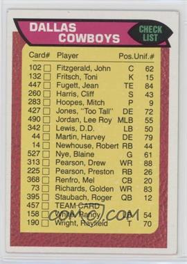 1976 Topps - [Base] #457 - Dallas Cowboys Team Checklist