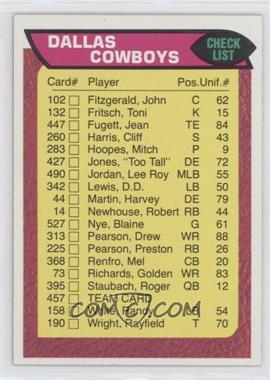 1976 Topps - [Base] #457 - Dallas Cowboys Team Checklist