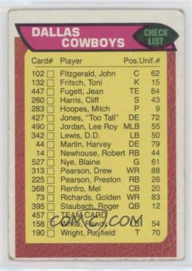 1976 Topps - [Base] #457 - Dallas Cowboys Team Checklist [Good to VG‑EX]