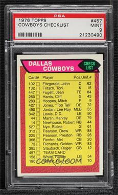 1976 Topps - [Base] #457 - Dallas Cowboys Team Checklist [PSA 9 MINT]