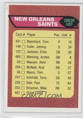 1976 Topps - [Base] #467 - New Orleans Saints Team Checklist