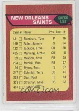 1976 Topps - [Base] #467 - New Orleans Saints Team Checklist