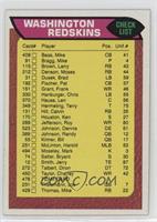 Washington Redskins Team Checklist