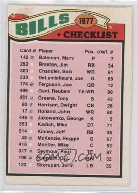 1977 Topps - [Base] #203 - Team Checklist - Buffalo Bills [Noted]