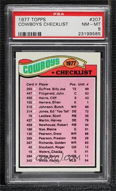 1977 Topps - [Base] #207 - Team Checklist - Dallas Cowboys [PSA 8 NM‑MT]