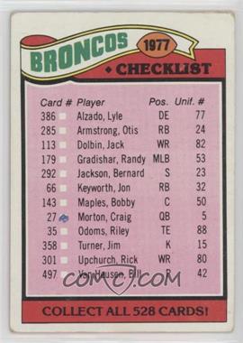 1977 Topps - [Base] #208 - Team Checklist - Denver Broncos [Good to VG‑EX]