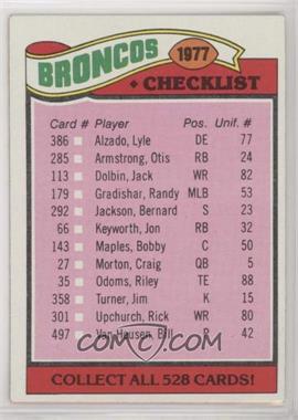 1977 Topps - [Base] #208 - Team Checklist - Denver Broncos